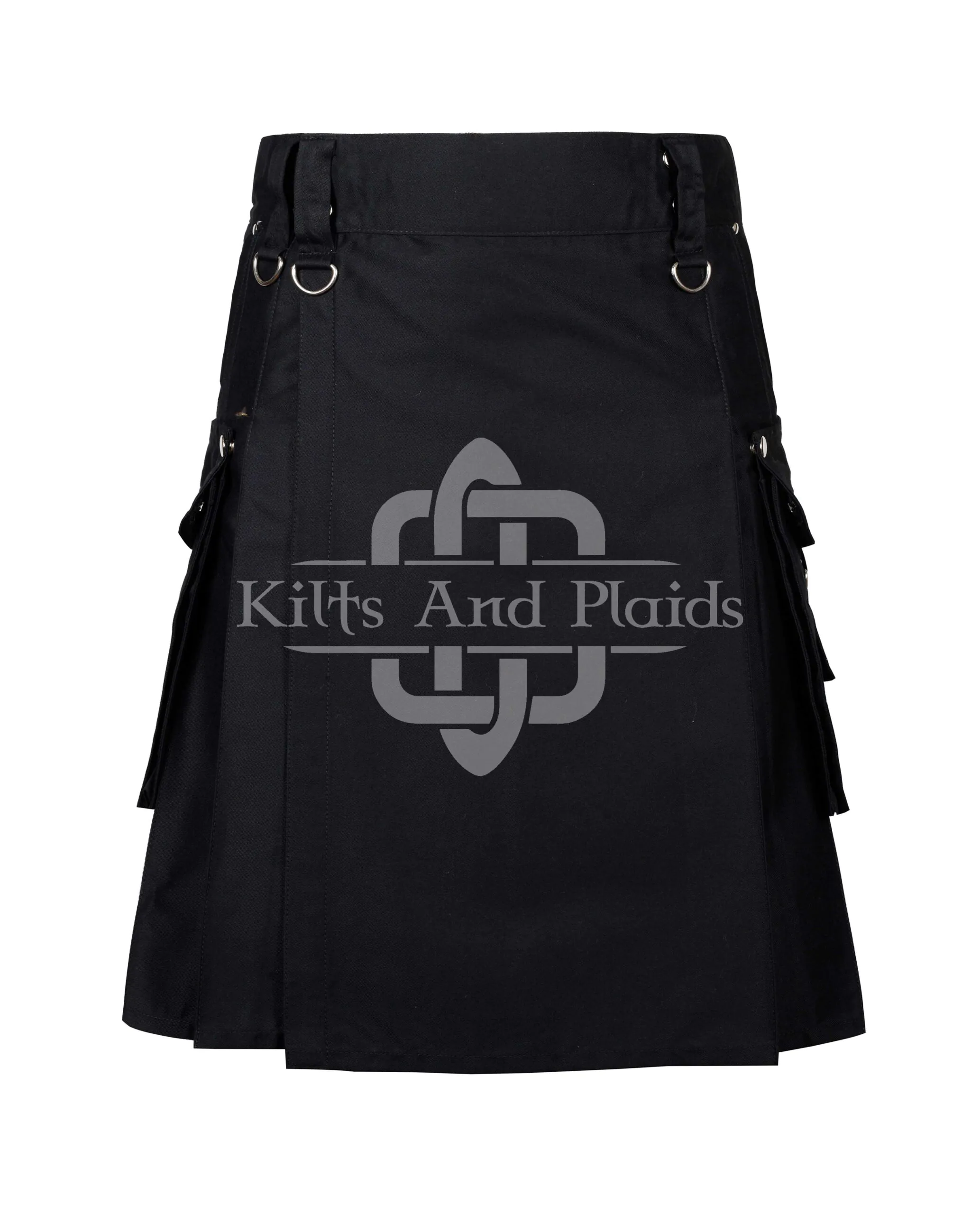 Black Cotton Gothic Kilt with Chains