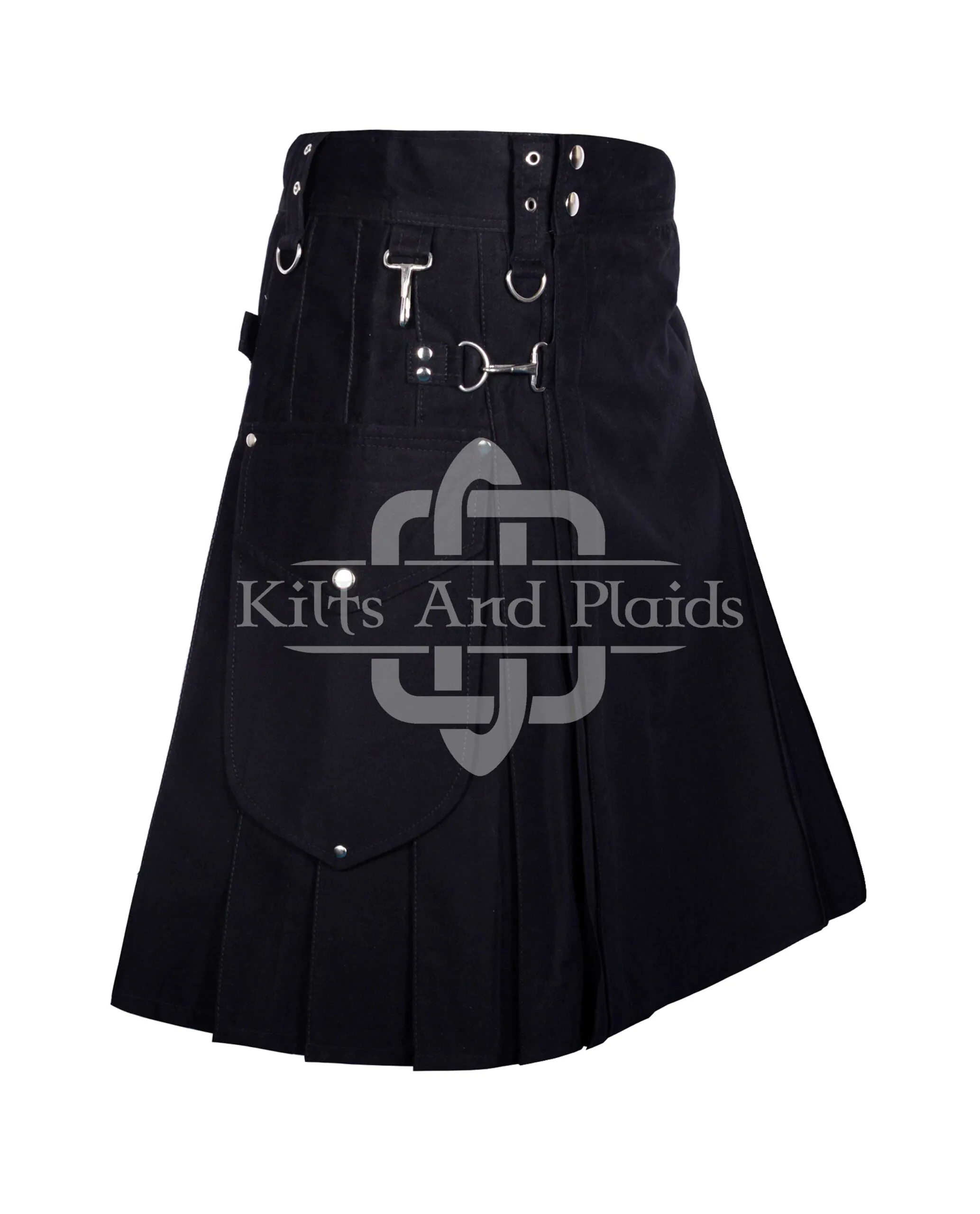 Black Utility Cotton Kilt