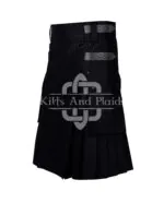 Black Utility Cotton Kilt