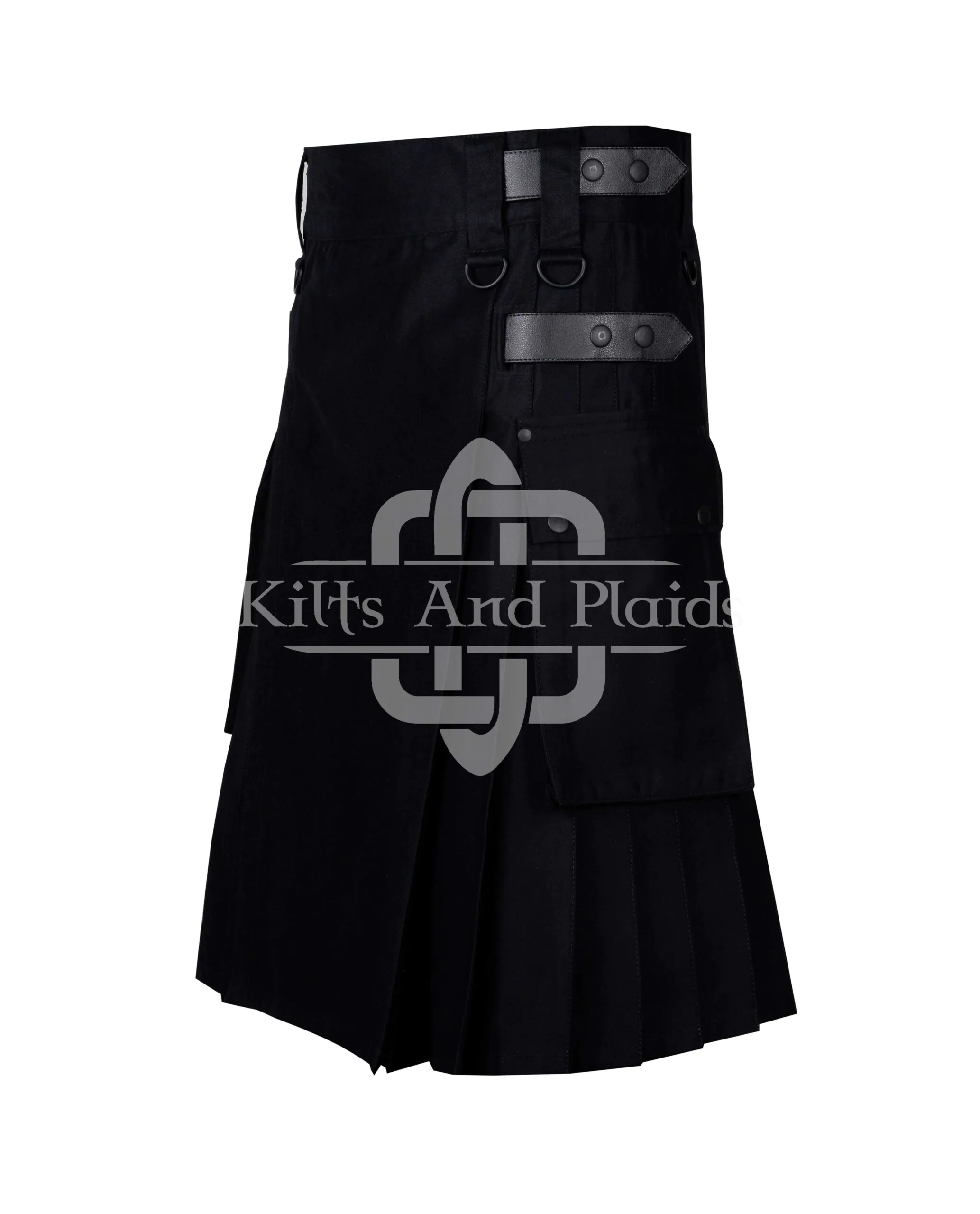 Black Utility Cotton Kilt