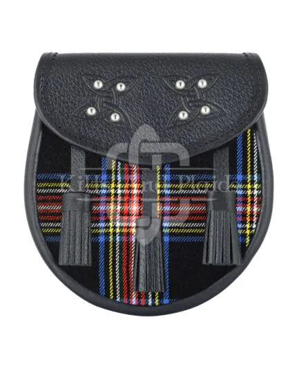 Black Stewart Tartan Sporran