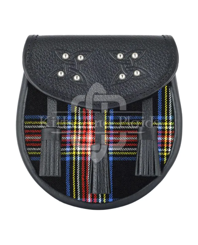 Black Stewart Tartan Sporran