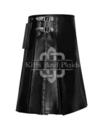 Black Leather 8 yard Kilt