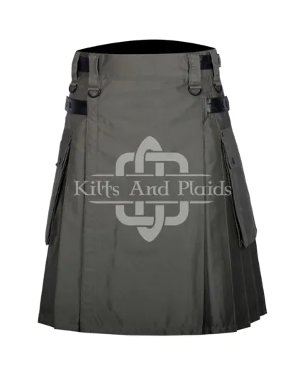 Olive Green Utility Cotton Kilt