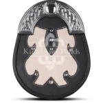 Black Leather White Fur Hunting Sporran