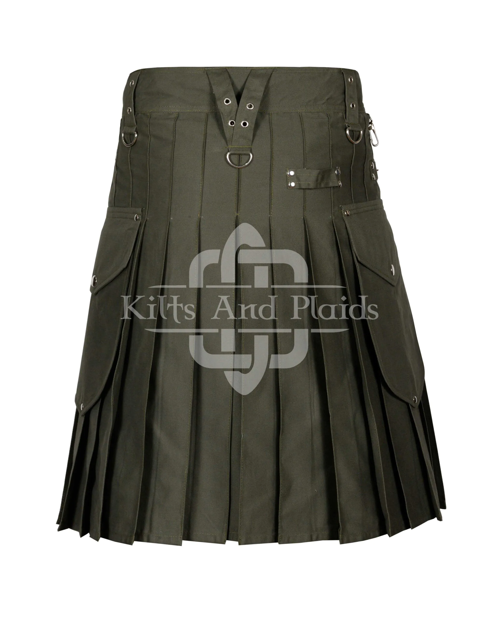 Olive Green Utility Cotton Kilt