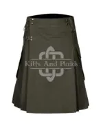 Olive Green Utility Cotton Kilt