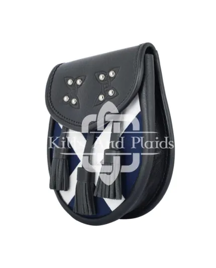 Scottish Semi Dress Leather Scotland Flag Sporran