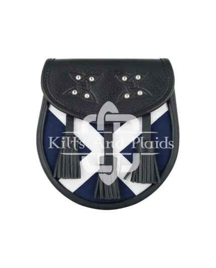 Scottish Semi Dress Leather Scotland Flag Sporran
