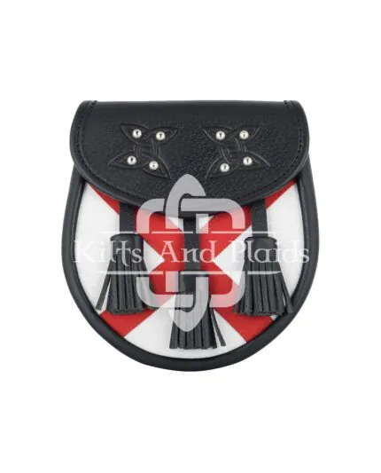 Scottish Semi Dress Leather St Andrew's Flag Sporran