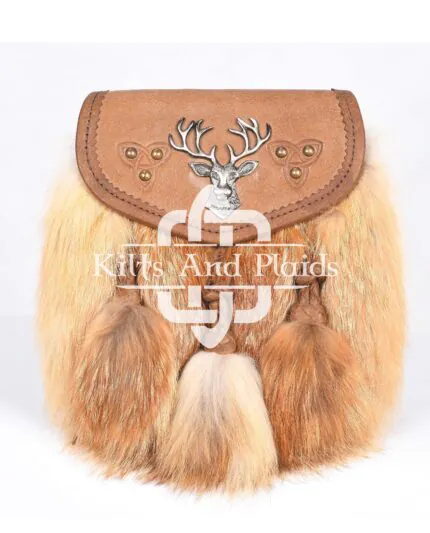 Brown Leather Stag Head Real Fur Sami Dress Sporran