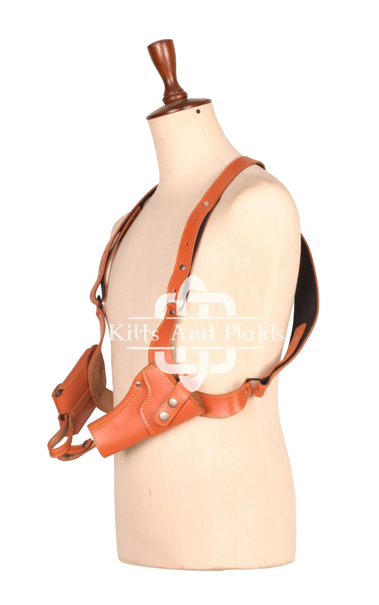 Men’s Vintage Brown Leather Shoulder Holster Rig - Image 3