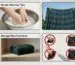 A step-by-step infographic illustrating wool kilt maintenance, featuring four clean vector icons: spot cleaning a kilt with a damp cloth, hanging a kilt flat by the waistband to air dry, rolling a kilt for breathable storage, and a warning icon over a hot iron to prevent scorching.